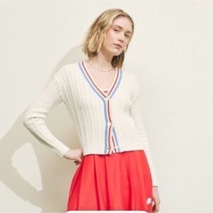 Prince‎ Pickleball X Target Cable Knit Cardigan Sweater Ivory Small